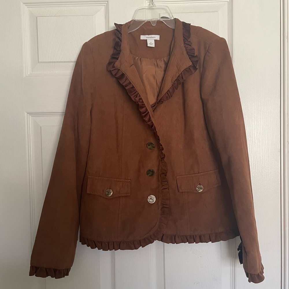 Dressbarn Tan Ruffled Blazer